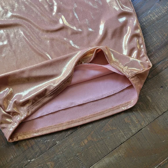 12th Tribe Halter Mini Dress Rose Gold Matalic Pink Cowl Neck Size Small - Picture 6 of 13